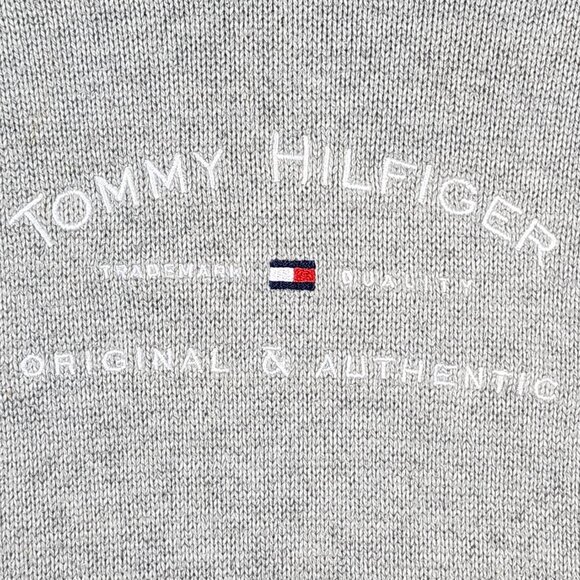 Vintage Tommy Hilfiger Pullover Knit Hoodie Women's Size XL Gray Embroidered - Picture 4 of 9